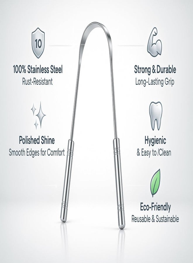 TerraToss Tongue Cleaner for Adults | Stainless Steel | Rust Free Tongue Scraper | Removes bad breath | Ideal for oral hygiene | Carefully designed | U-shaped (1) - Image 2